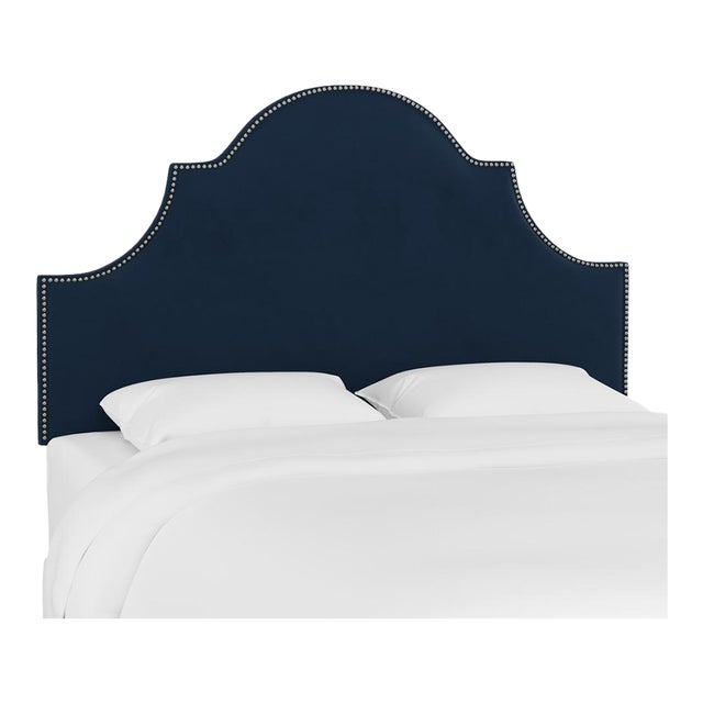 Full Headboard in Velvet Ink For Sale