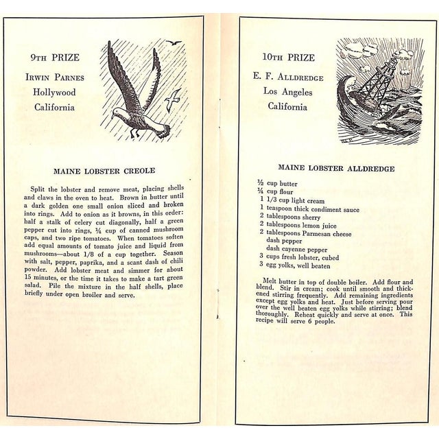 "Maine: 27 New Lobster Recipes" 1955 For Sale - Image 4 of 14
