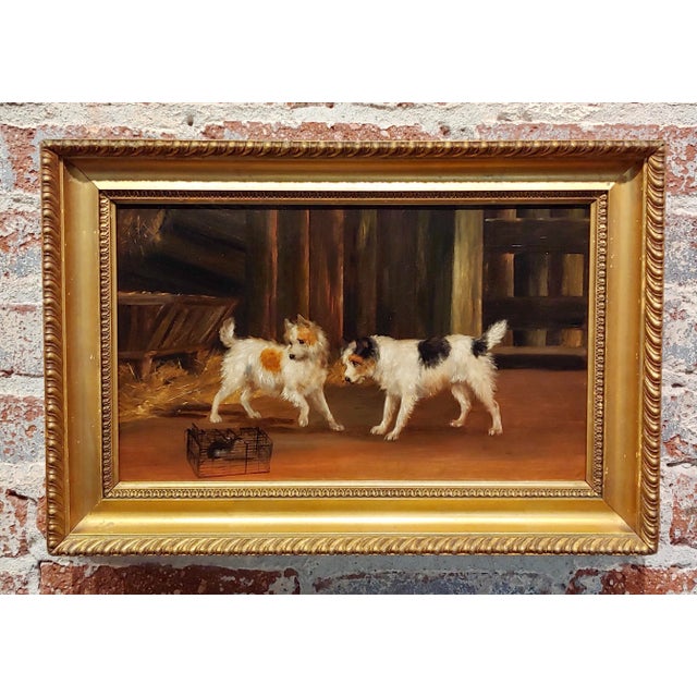 Two Terriers & the trapped Rat- 19th c. Oil painting attributed to George Armfield English Realism - Study of a pair of...