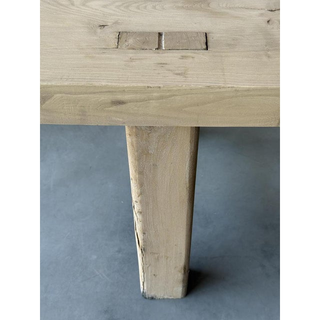 Brown Antique Elm Farm House Table For Sale - Image 8 of 11