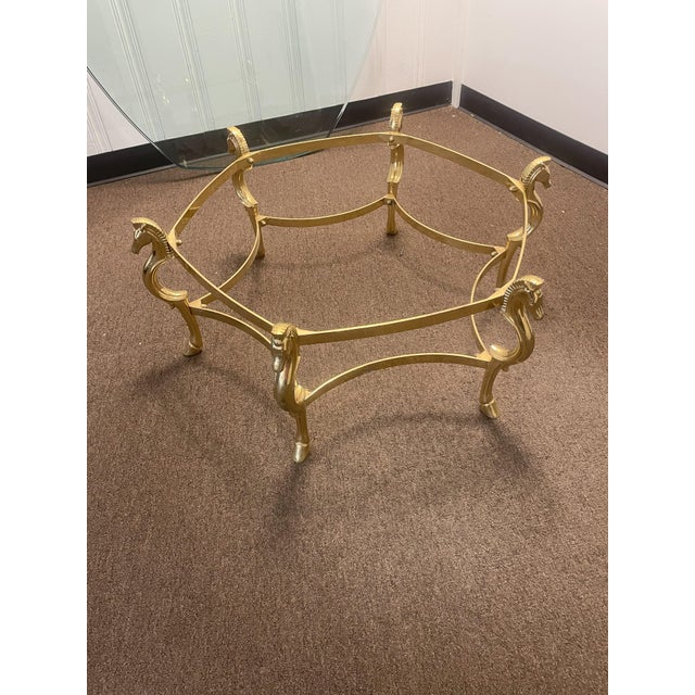 1970s Italian MCM Brass & Glass Seahorse Coffee Table For Sale - Image 9 of 11