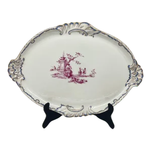 Herend Porcelain Puce Classical & Shell Bordered Platter Circa 1916