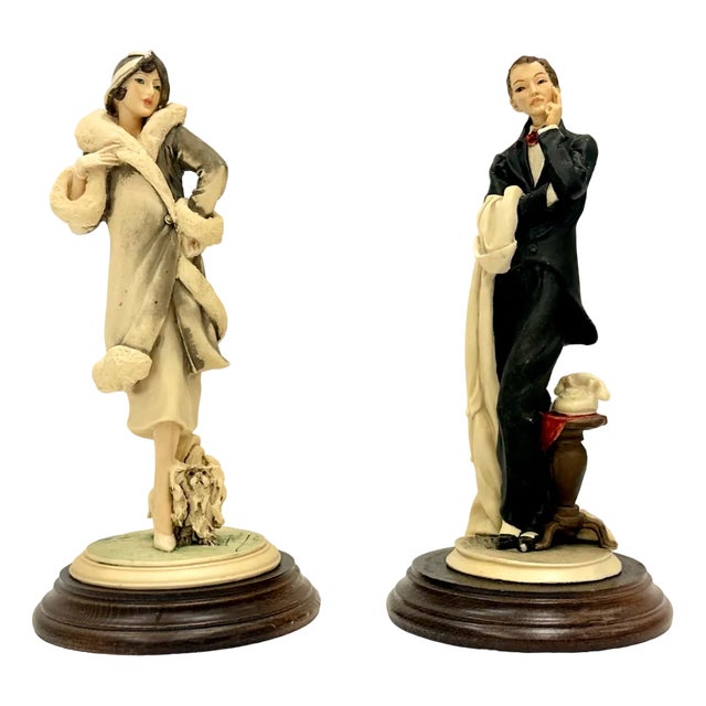 Art Deco Style Adl Figurines by Vittorio Tessaro, 1970s, Set of 2 For Sale