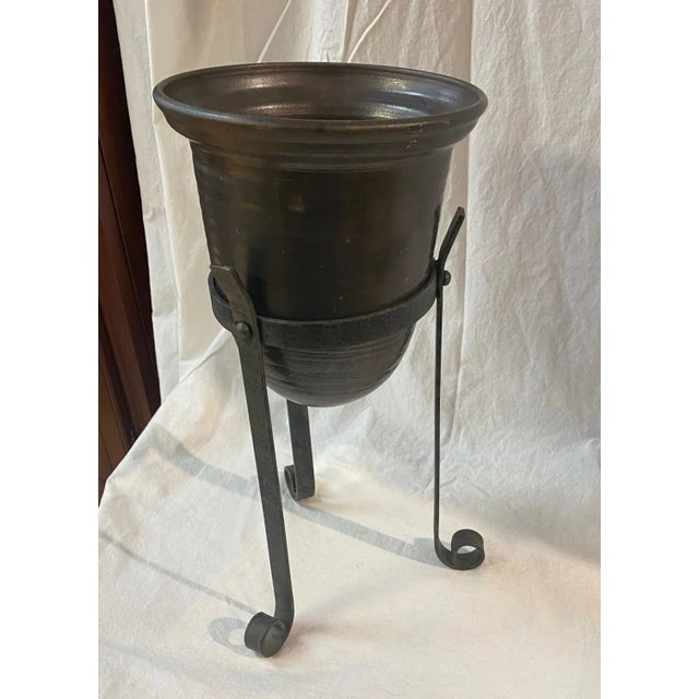 1980s Cachepot Brown Planter Vintage Showroom Sample For Sale - Image 5 of 8