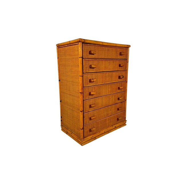 Bamboo and Rattan Chest of Drawers, Italy, 1960s For Sale - Image 10 of 10