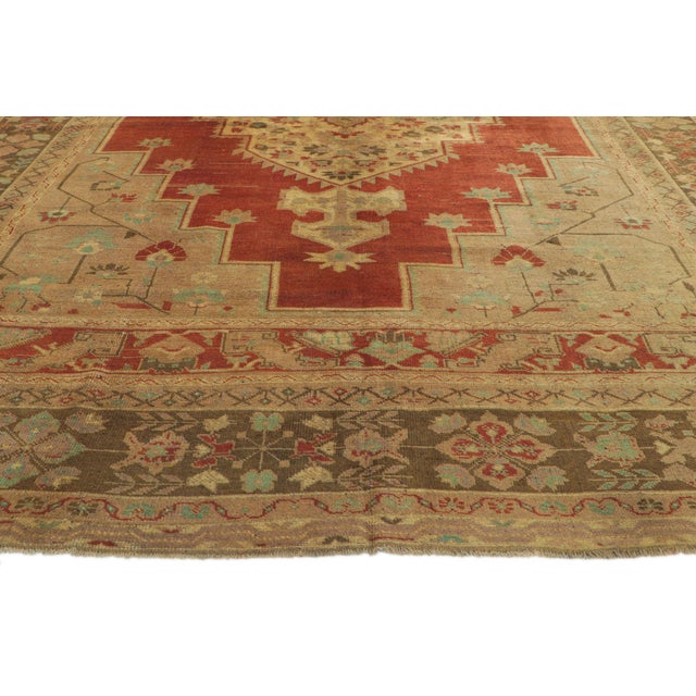 Mid 20th Century Vintage Turkish Oushak Rug 07’05 X 12’03 For Sale - Image 5 of 11