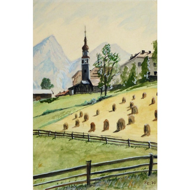 Traditional Vintage Painting of Hay Bales, C. 1960 For Sale - Image 3 of 3