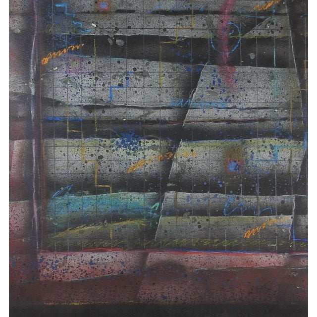 Dark Abstract Expressionist Mixed Media Painting For Sale - Image 4 of 4