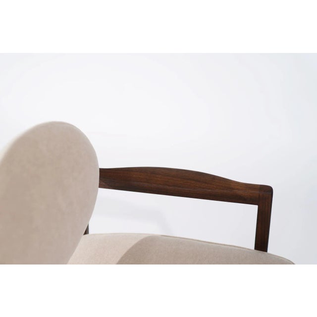 Pair of Jens Risom Walnut Armchairs in Natural Mohair, Circa 1950s For Sale - Image 9 of 11