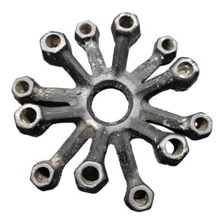 Vintage Brutalist-Style Black Spider Cast Iron Taper Candle Holder For Sale