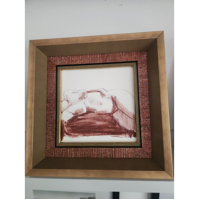 Judy Friday Set of 2 Nude Taupe Framed Art For Sale - Image 4 of 8
