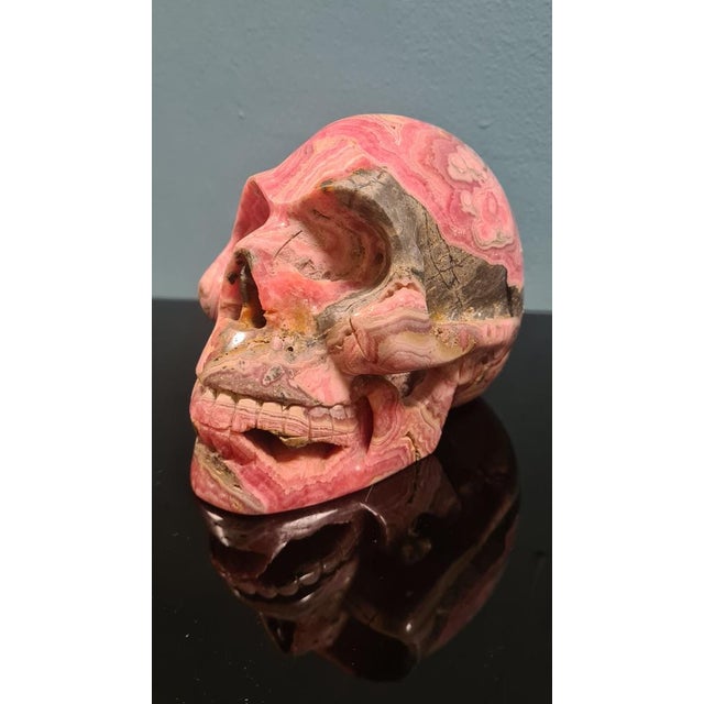 Skull in Rhodochrosite Mineral For Sale - Image 9 of 18