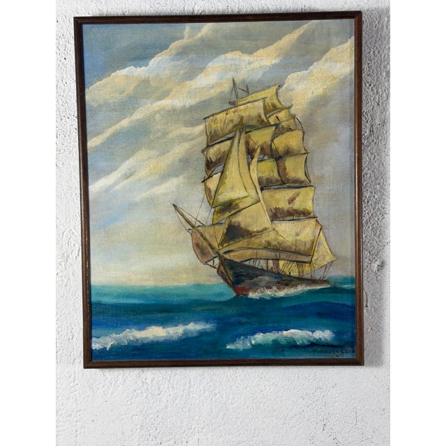 Paint Vintage Ship Painting, Framed For Sale - Image 7 of 7