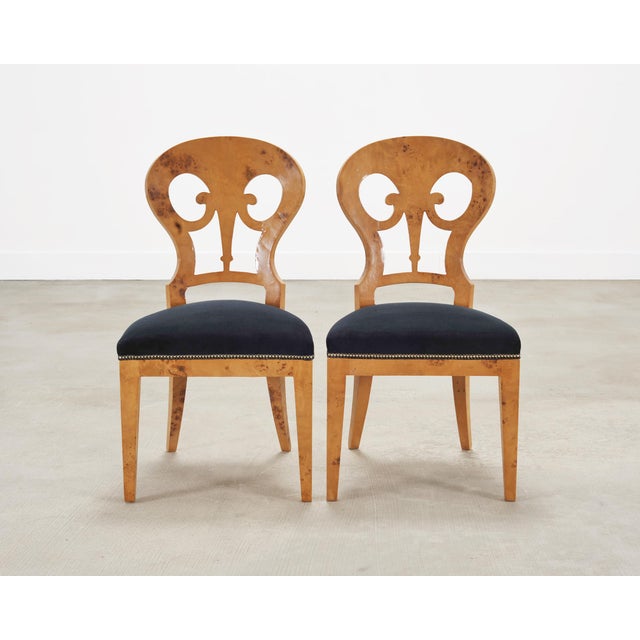 Set of Twelve Viennese Biedermeier Style Burlwood Dining Chairs For Sale - Image 4 of 18