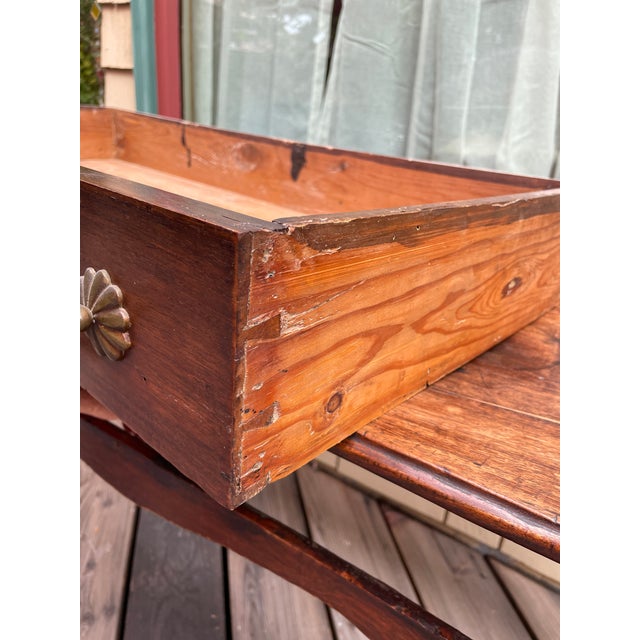 19th C French Provincial Louis XV Style Solid Walnut Writing Desk, Hall or Side Table - For Sale - Image 9 of 18