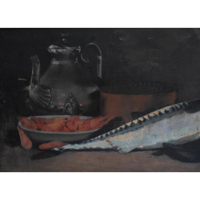 Antique French Fish Still Life by Joseph De Ruysscher, C. 1900 For Sale - Image 4 of 5