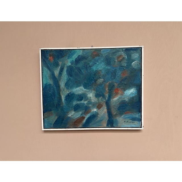 Bengt Delefors, Blue Composition, 1950s, Oil on Canvas, Framed, in Very Good conditions. Designed 1950 to 1959 This piece...