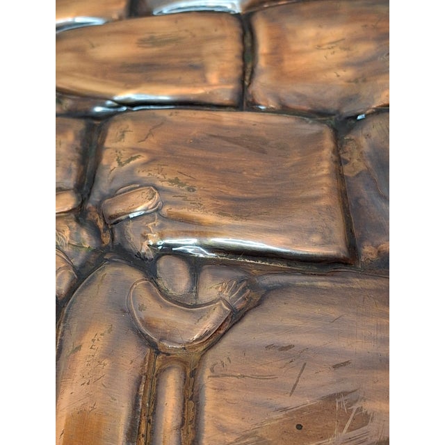 Vintage Mid-Century Hammered Copper Western Wall (Kotel HaMa'aravi) Plaque Jerusalem Judaica, Framed Wall Art, 1950s Israel For Sale - Image 4 of 15
