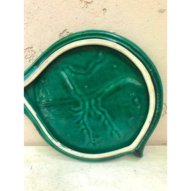 1950s Mid-Century French Green Majolica Deer Trivet Vallauris For Sale - Image 5 of 6