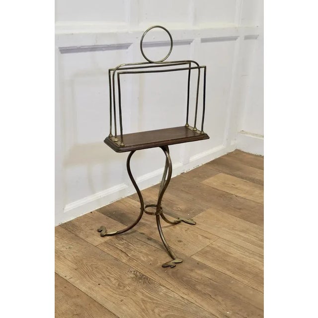 Victorian Golden Oak and Brass Revolving Magazine Rack For Sale - Image 9 of 9