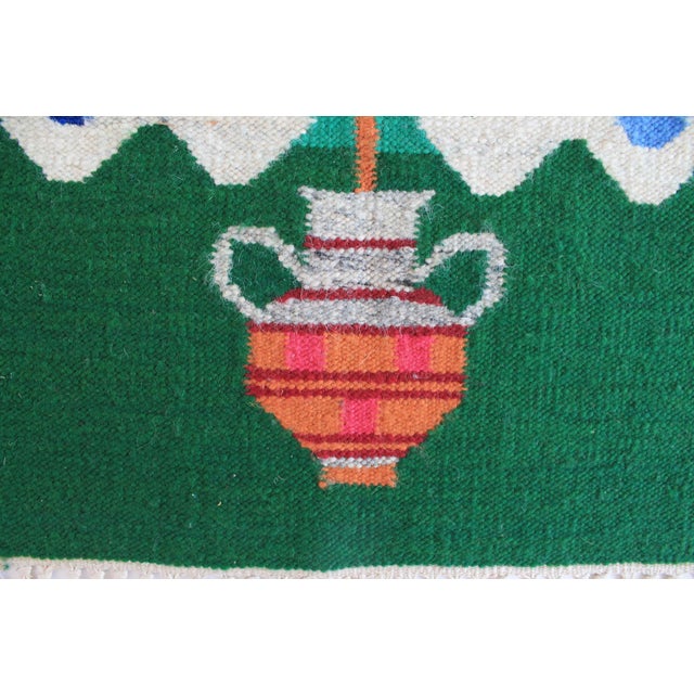 Vintage Handwoven Kilim Wool Christmas Tree W/ Angels Tapestry For Sale - Image 4 of 6