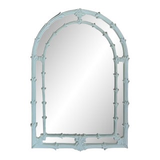 Serge Roche Style Hollywood Regency Lacquered Wood Palm Frond Wall Mirror For Sale