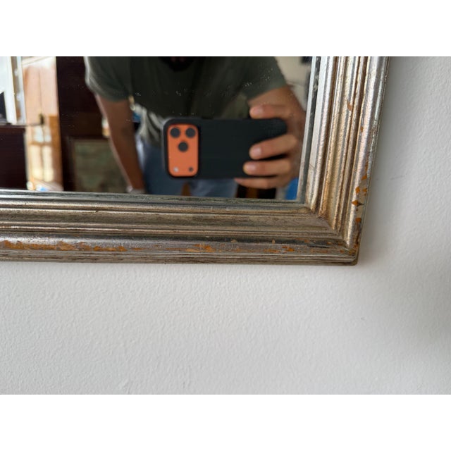 1970s Hollywood Regency Sculpted Silver Wood Wall Mirror by Bassett For Sale - Image 11 of 12