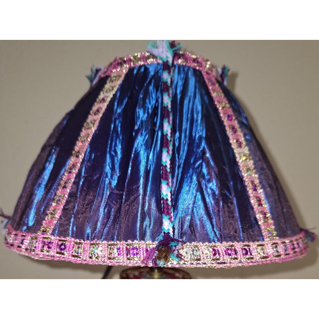 Red Vintage Italian Red Murano Glass Table Lamp with Fabric Shade, 1960s For Sale - Image 8 of 10