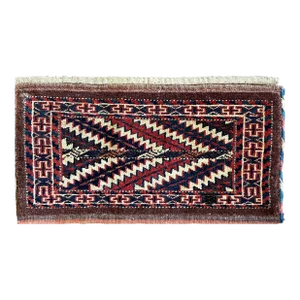 Antique Yomuth Rug/Bag, Turkoman, as Is 12" X 10"