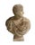 This striking antique English sculpture ensemble features a classical male bust elevated on a matching sandstone plinth,...