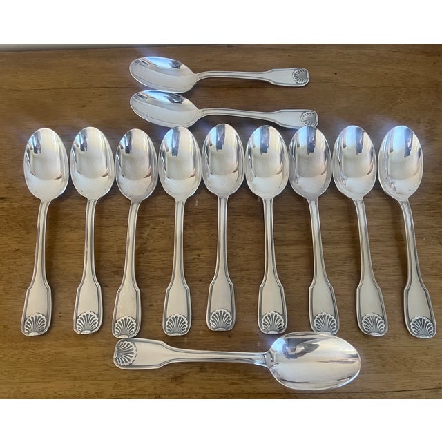 Frionnet Francois Mid Century Shell Pattern Silverware- Set of 37 For Sale - Image 4 of 18