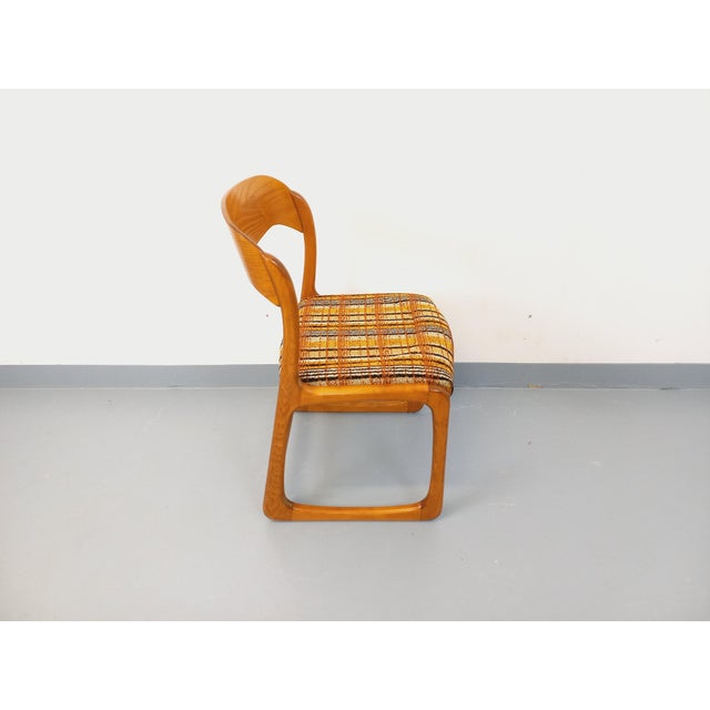 Vintage Sleigh Chair in Wood and Wool Fabric from Baumann, 1970s For Sale - Image 12 of 14