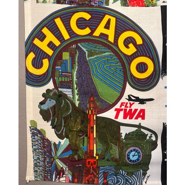 David Klein Twa Travel Banner Large Screen Print on Linen Mid Century Wall Art For Sale - Image 4 of 8