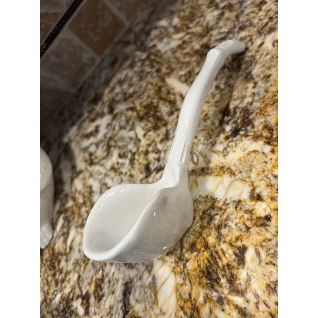 White Vintage Owl Soup Tureen With Plate & Ladle, Made in Italy For Sale - Image 8 of 10