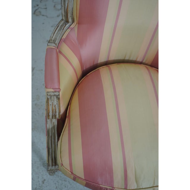 Pair Baker French Louis XVI Upholstered Bergere Chairs For Sale - Image 15 of 18