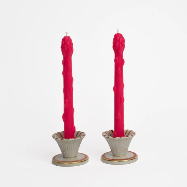 Whimsical yet elegant, these hand-poured asparagus taper candles are crafted from 100% natural unscented beeswax with...