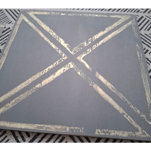 Not Yet Made - Made To Order New Handmade Wallpaper With Metallic Geometric Pattern on Paper-Textile Runo For Sale - Image 5 of 8