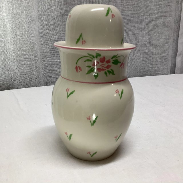 Ceramic 1980s Bedside Carafe and Cup Set With Pink Flowers - 2 Pieces For Sale - Image 7 of 7