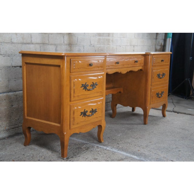 Mid 20th Century Mid Century Country French Provincial Mirrored Vanity Desk For Sale - Image 4 of 12
