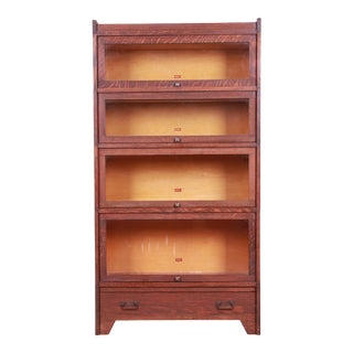 Antique Mission Oak Arts & Crafts Four-Stack Barrister Bookcase by Weis, Circa 1900 For Sale