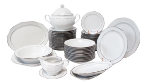 German Heirloom Platinum Dinner Service for 12 from Winteling Bavaria, 1960s, Set of 57