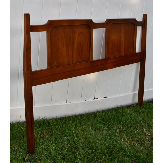 Vintage Mid Century Modern Full Walnut Headboard Arched Sculpted MCM 1960s For Sale - Image 13 of 14