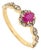 Oval Cut Ruby & Diamond Floral Halo Vintage Ring Size 5 in 14k Yellow Gold For Sale