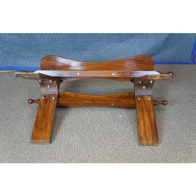 Mid 20th Century Moroccan Leather Saddle Camel Stool Foot Rest Ottoman Pouf Bench Seat For Sale - Image 12 of 14