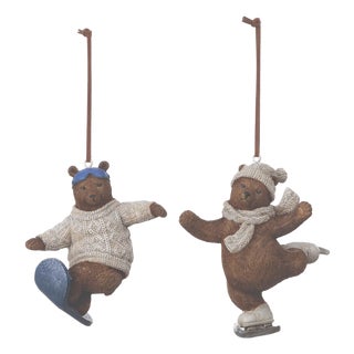 Skate and Snowboard Bear Ornament (Set of 4) For Sale