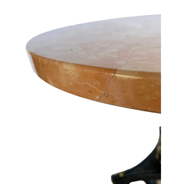 Pair of Iron and Brass Drink Tables With Polished Rojo Marble Tops For Sale - Image 12 of 16