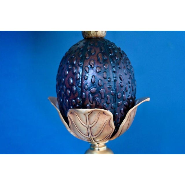 Black Bronze & Brass Coconut Lamp from Maison Charles, Paris, 1970s For Sale - Image 8 of 18