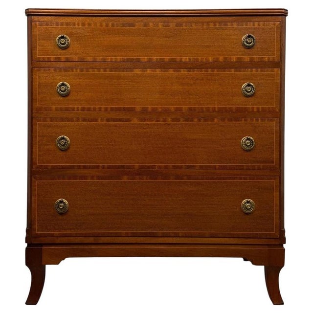 Early 20th Century Antique English Inlaid Mahogany Chest of Drawers, 1890s For Sale - Image 12 of 12