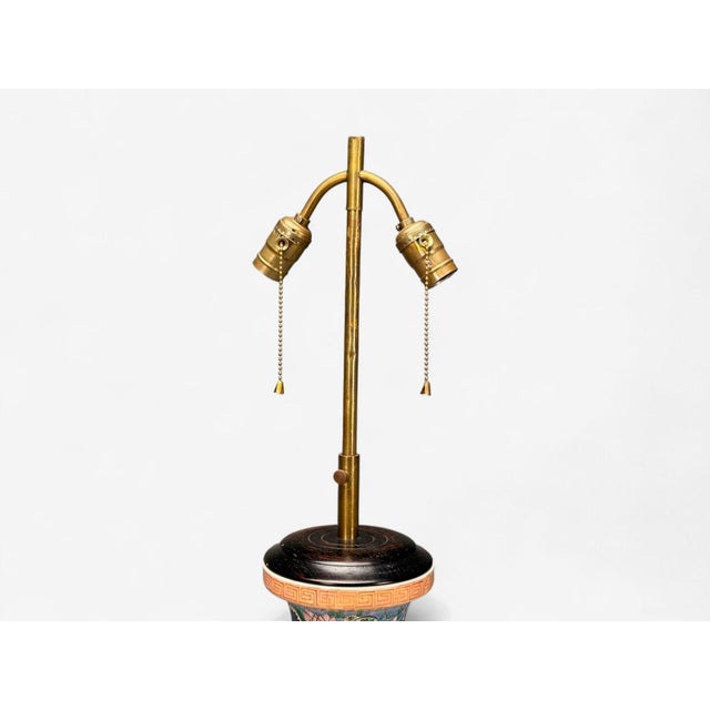 Famille Rose, Large Chinese Table Lamps, Porcelian, Rosewood, China, 19th C. For Sale - Image 12 of 13
