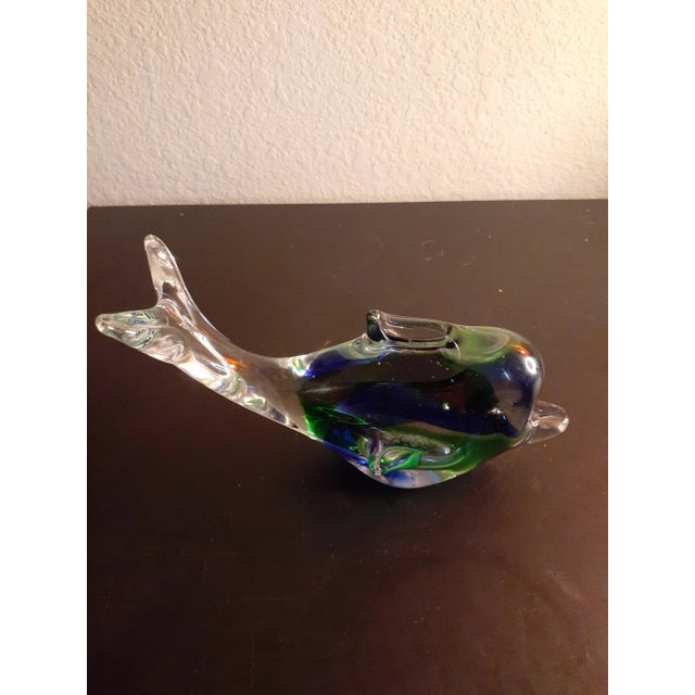 1980s 1980s Green/Blue Art Glass Whale Figurine For Sale - Image 5 of 8